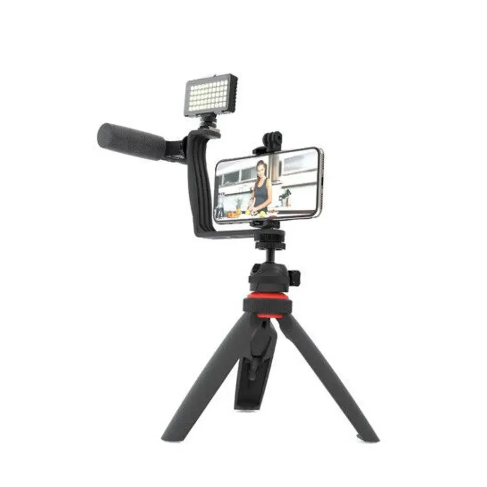 NEW GO VIRAL Super Star Vlogging Kit with LED Light Microphone‎ Tripod & Mount